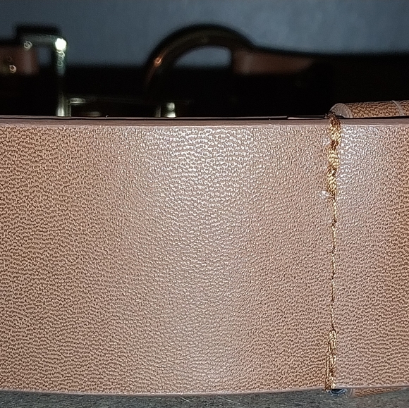 Chico's Brown Embossed leather belt with silvertoned buckle 36"- 44" carabiner - Picture 1 of 6